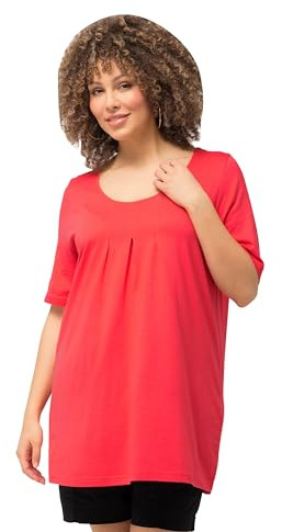Ulla Popken Damen große Größen Übergrößen Plus Size Bigshirts, 2er-Pack, Rundhals/V-Ausschnitt, Halbarm