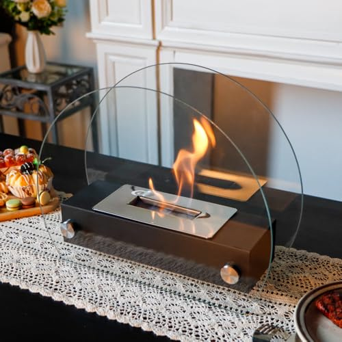 JHY DESIGN 35 cm de Long Brasero de Table en métal et Verre pour la Décoration Intérieure