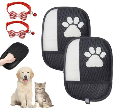 Pet Hair Remover Electrostatic Gloves for Cats & Dogs,Double-Sided Patterned Pet Fur Pet Hair Removal Glove,Reusable Washable Pet Hair Brush,Grooming Glove for Furniture, Carpet and Clothing (2)