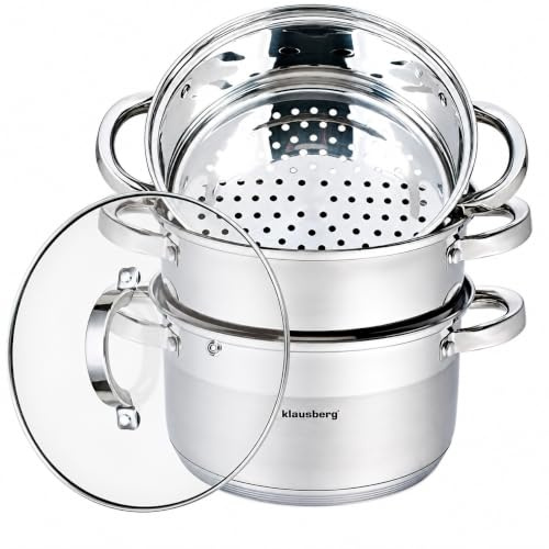 Dampfgarer Set Edelstahl Induktion Klausberg 3,1l (Silber, 4 Teile)