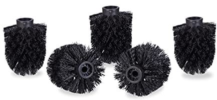 Relaxdays WC Bürstenkopf im 5er Set, lose Toilettenbürsten 9,5mm Gewinde, Ersatzbürstenkopf Durchmesser 7 cm, schwarz