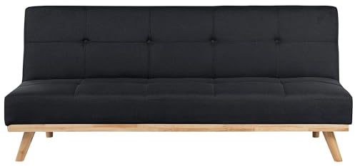 Schlafsofa Polsterbezug in Schwarz modernes Sofa mit Schlaffunktion Couch Froya