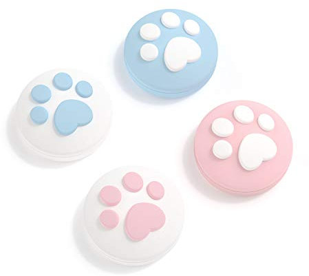 GeekShare 4PCS Silicone Cat Paw JoyCon Thumb Grip Set Joystick Caps Compatible with Switch/OLED/Switch Lite (Pink Blue)