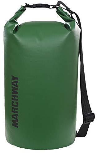 MARCHWAY Schwimmender wasserdichter Dry Bag 5L/10L/20L/30L/40L, Roll-Top-Sack hält Ausrüstung trocken für Kajakfahren, Rafting, Bootfahren, Schwimmen, Camping, Wandern, Angeln (dunkelgrün, 10L)