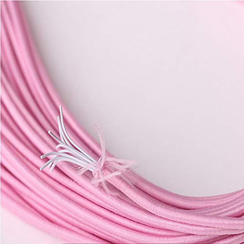 Egurs Gummiband Rund Farbig Elastisches Seil,2mm,48m/roll Pink