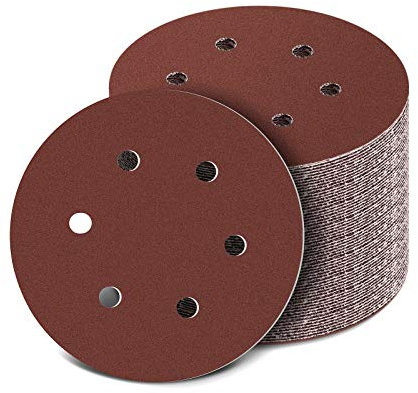 150mm Sanding Discs Pads, 100Pcs 6 Inch Hook-and-Loop Sandpaper Assorted 40/60/80/100/120/180/240/320/400/800 Grit, 150mm Circular Sand Sheets for Random Orbital Sander(6 Hole)