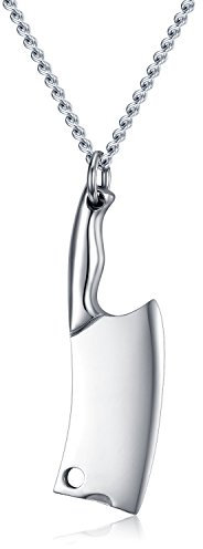 Titanium Steel 4 Colors paint Personalized Pendant Necklace Stainless Steel Male Fashion Knife Jewelry, comfortable fit 1.85''*0.8'' Silver