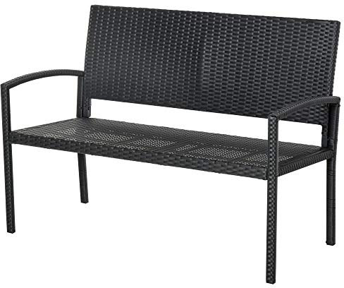 Outsunny Banc de Jardin 2 Places Style Cosy Chic résine tressée 4 Fils Imitation rotin Noir