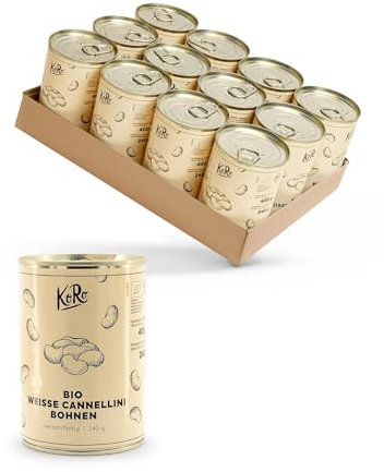 KoRo - Bio weiße Cannellini Bohnen verzehrfertig 12 x 240 g - Ohne Konservierungsstoffe - Sofort verzehrfertig - Vielfältig einsetzbar - Aus kontrolliert biologischem Anbau