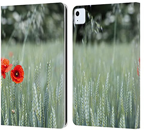 Head Case Designs Licenciado Oficialmente Simone Gatterwe Flor Poppyfield Carcasa de Cuero Tipo Libro Compatible con Apple iPad Air 2020/2022