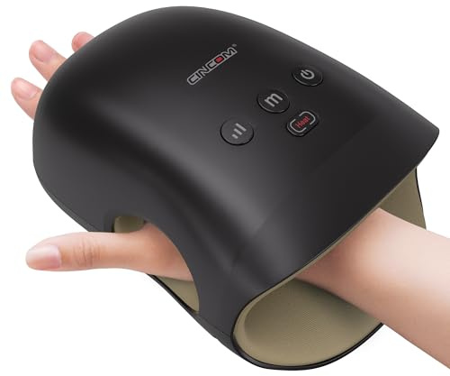 CINCOM Cordless Hand Massager with Heat and Compression, Black