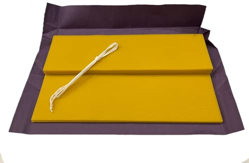 Großes Set zum Kerzen basteln Bastelset für Kinder und Erwachsene reines deutsches vom Imker inkl. Docht | 12 Bienenwachsplatten natürlicher Duft Honigplatten Bienenwaben Wabenplatten(12X42CM 12St)