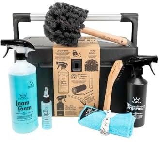 Peaty's Complete Bicycle Cleaning Kit - Full Bike Cleaner Essentials: Brushes, Foam Cleaner, Degreaser, Chain Lube, Bamboo Cloth, Heavy Duty Toolbox - MTB, E-Bikes, Road, Gravel - Ultimate Bike Care