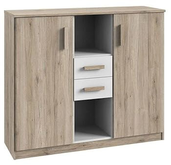 Froschkönig24 Cariba Highboard Kommode San Remo-Eiche Weiß