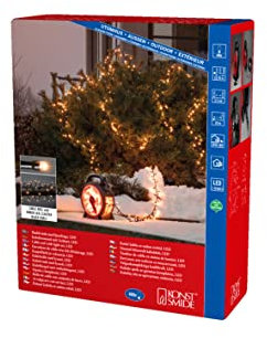 Konstsmide Micro LED Compactlights 3844-800 - Guirnalda de luces con carrete de cable, 400 diodos de color ámbar, transformador externo de 30 V, 6 W, cable negro