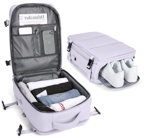 BJLFS Borse da Cabina per Ryanair 40x20x25 Bagaglio a Mano Zaino da viaggio aere,Zaino Easyjet 45x36x20,Zaino Casual per laptop da 14 pollici per scuola,Porpora