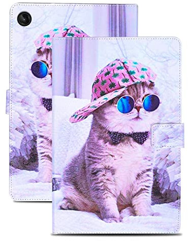Rostsant Hülle für Lenovo M10 3rd Gen 10.1 PU Leder Case Magnetisch Ständer Brieftasche Tablet Schutzhülle für Lenovo Tab M10 3. Generation 2022 10.1 Zoll - Hut Katze