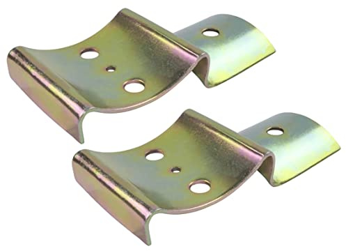 AERZETIX - C58480 - Lot de 2 Raccords connecteurs de fixation 151x65x2.5 mm pour rondin poteaux en bois ronds - en acier jaune - clôture fixation autoclave grillage jardin