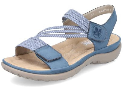 Rieker Damen Klassische Sandalen 64870, Frauen Sandalen,Sommerschuhe,Freizeitschuhe,offene Schuhe,Strandschuhe,blau (14),38 EU / 5 UK