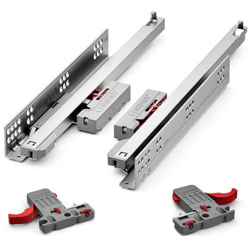 Push to Open Drawer Runners – Undermount – Full Extension – Up to 19mm Side - 40kg Load Capacity - 450mm