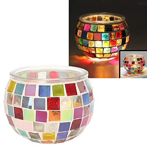 Tarros de Velas de Cristal de Mosaico, Centro de Mesa de Colores, Patrón de Mosaico, Cristal de Candelita para la Decoración de la Cena de la Barra del Hogar