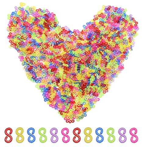 Ruidee 1000 Pieces S Clips Rubber Band Bracelet Hooks Clasps for Loom Bracelets and DIY Bracelet Making（Colour）