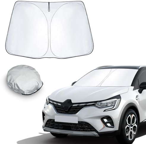 CDEFG Compatible con Renault Captur 1 2 2013-2024 2025 E-Tech Hybrid RS Line Parasol Coche Delantero Parabrisas Protector Plegable Mejor Fresco-Parasol Hybrid Accesorios