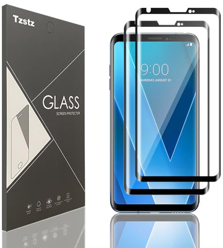 Tzstz 2 Stück Screen Protector, for LG V30, 3D Vollbild Overlay,9H Hardness, Anti Scratch, LG V30 Schutzfolie aus gehärtetem Glas