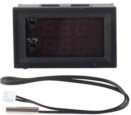 Termostato, Controlador de Temperatura Digital DC 12V, Interruptor de Control de Temperatura del Termostato 12V con Sensor, Hidroponía de Jardinería Interior