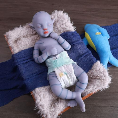 Farious 45cm Vollsilikon-Reborn-Babypuppe, blaues Boby-Puppenmädchen