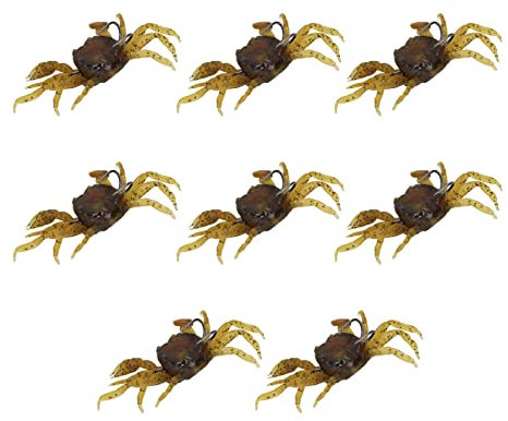 Fishing Lures, 8PCS 13cm Artificial Crab Bait Soft Silicone Fishing Lures Simulation Crab Baits Metal Hook for Fresh Saltwater(yellowish-brown)