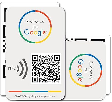 MESSAGENES | Tarjeta PVC Reseñas Google QR y NFC | Tarjeta Placa Codigo QR Reseñas Google + Info | PACK 2 Unidades | Tarjeta de Negocio QR y NFC Google + Info | Gana Reseñas con la Tarjeta NFC Google
