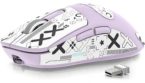 ATTACK SHARK X3 49g SUPERLIGHT Mouse with Tape, PixArt PAW3395 Gaming Sensor, BT/2.4G Wireless/Wired Gaming Mouse, 6 Adjustable DPI 26000, 200 Hrs Battery, Office Mice for Win11/Xbox/PS/Mac (Purple)