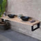 Live Distance Shopping MyTimber® Waschtischplatte aus Eiche Massivholz | 4cm Starke Eichenbohlen | Ideal für Aufsatzwaschbecken | Baumkante oder gerade Kante (Gerade Kante - unbehandelt, 60x50cm)