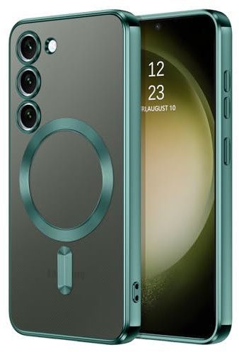 DUEDUE Cover Magnetica per Samsung Galaxy S23 6.1[Compatibile con MagSafe], Custodia per Samsung S23 Case Sottile TPU Silicone Anti-Scivolo, Ricarica Magnetica Wirelesse, Verde Alpino