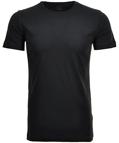 RAGMAN Herren 2 T-Shirt Doppelpack Bodyfit mit Rundhals Schwarz-009, S