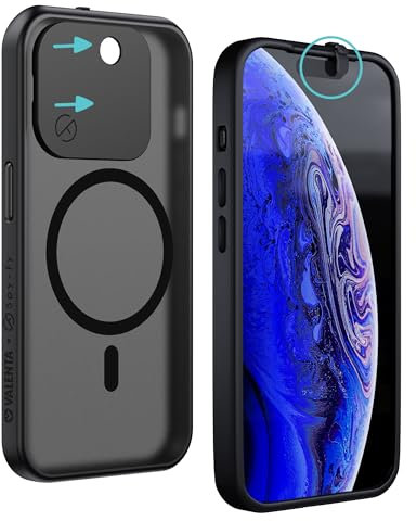 Spy-Fy Privacy Case for iPhone 15 Pro Max with Camera Covers Front and Rear | Magsafe compatible and Kickstand | Protect Your Privacy | 6-Foot Drop Proof | 6,7 Inch |Smokey Black