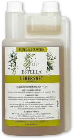 ESTELLA Lebersaft (1Liter) I Kräuterauszug mit Vitalpilzen fürs Pferd, hoch konzentrierter Kräuterextrakt, unterstützt Leberstoffwechsel