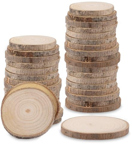 YAYODS 60 Stück Holzscheiben 4-5 cm - Holzscheiben Rund - Holzscheiben zum Basteln - Kleine Holzscheiben - für Tischdeko, Brandmalerei, DIY, Kunsthandwerk, Hochzeitsdekoration