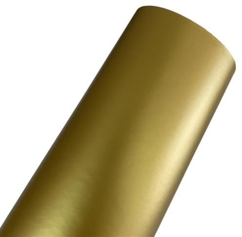 Wrapping Pellicola Pellicola in vinile metallizzato oro opaco olografica Specchio olografico Cromo Car Wrapping Foil Roll Adesivo decalcomania autoadesiva(Matte Gold,20cm x 152cm)