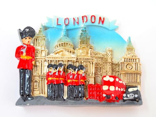 3D Imán para Nevera Londres. los Reyes guardan. autobús de Dos Pisos, Taxi Negro, Big Ben, Cabina telefónica roja. Puente de la Torre. 7cm