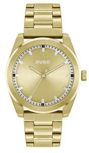 HUGO Analog Quarzuhr für Herren Kollektion #Bright mit Goldfarben Edelstahlarmband - 1530354