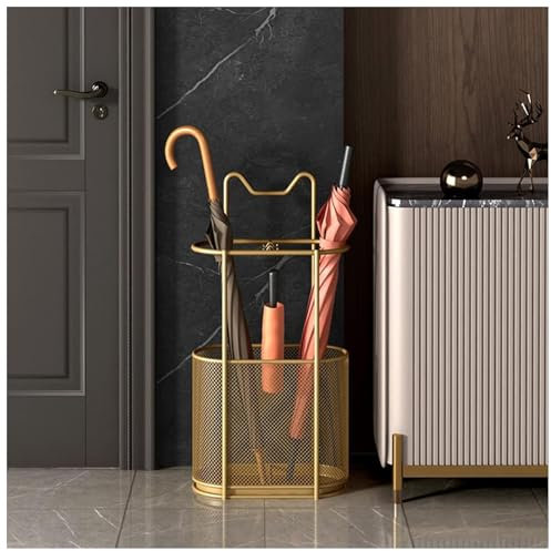 Umbrella Stand Umbrella Holder with Drip Tray Home Umbrella Organizer Space Saving Umbrella Rack for Hallway, Porch, Office and Door Entrances (Gold)