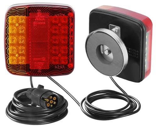 SPARKMOTO LED Anhänger Rückleuchten Set 7 polig mit Magnet, Anhängerbeleuchtung Rücklichter LED Komplettsatz Magnetisch Mit Kabel 7.5m