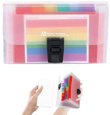 Eophmi Flashcard Organiser - A6 Flash Card Holder with 13 Pockets for Receipts, Cards, Coupons & Mini Tickets