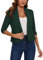 LADI TREND Open Front Blazers for Women Crop Suit Classic Jacket 3/4 Ruched Sleeve (Dark Green XXL)