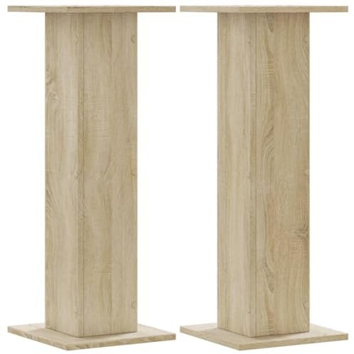 vidaXL Pflanzenständer 2 Stk., Blumenständer Hohle Konstruktion, Dekosäule Podest für Pflanzen Dekoartikel, Blumenhocker Blumensäule, Sonoma-Eiche Holzwerkstoff