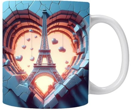 Tour de Paris Tasse – Tasse mit Motiv Paris, Kaffeetasse für Getränke | Wasser-Kaffeetasse aus Keramik mit einzigartigem Keramikmaterial, Kaffeetasse mit -Turm-Aufdruck für