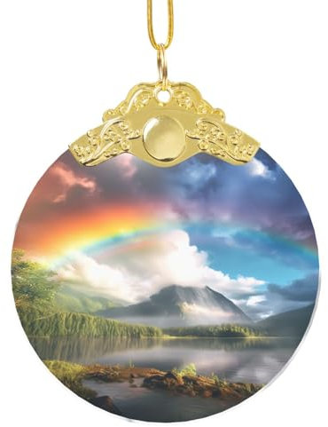 Weihnachtsschmuck 2024 Regenbogen Glas Rund Christbaumschmuck