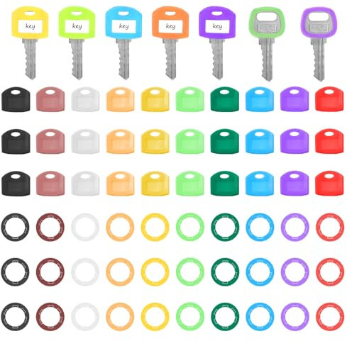 Lot de 60 capuchons de marquage de clés en plastique multicolore - Rectangulaires - Ronds - Marquage de clé - 10 couleurs